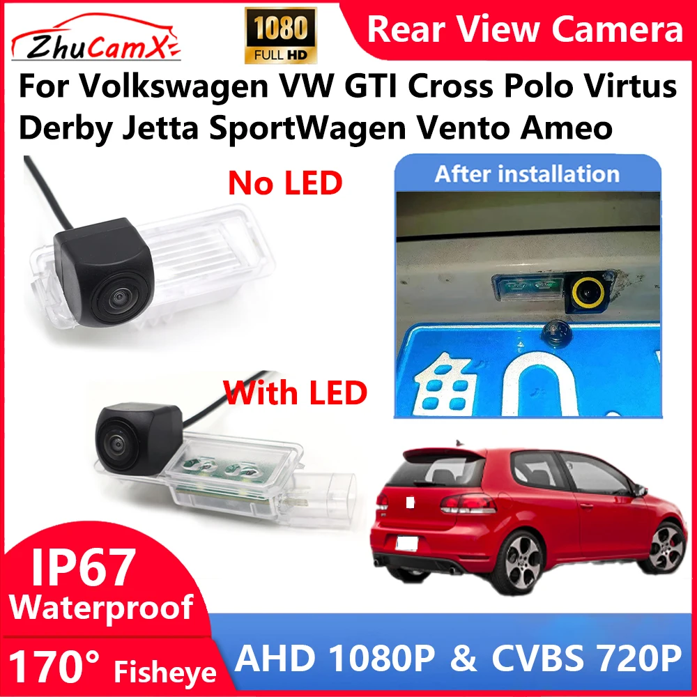 For Volkswagen VW GTI Cross Polo Virtus Derby Jetta SportWagen Vento Ameo Backup Parking Reverse Rear view Camera  AHD 1080P