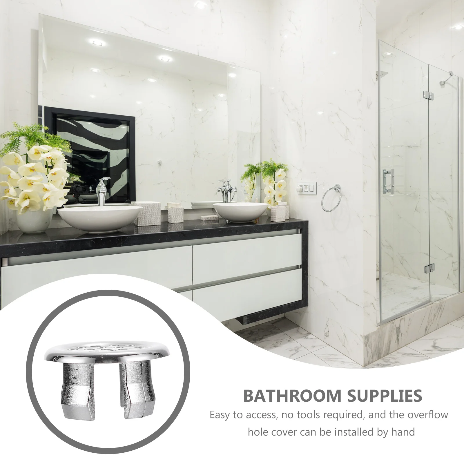 

20pcs Bathroom Sink Cover Set Decorative Overflow Rings Washing Basin Accessories Durable Basin Overflow Cover Replacement