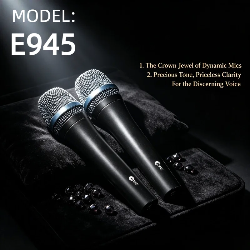 

E945 Dual Pack Dynamic Microphones Supercardioid Wired Mic Live Vocals Professional Stage Singer 2PCS Bundle Original 2026