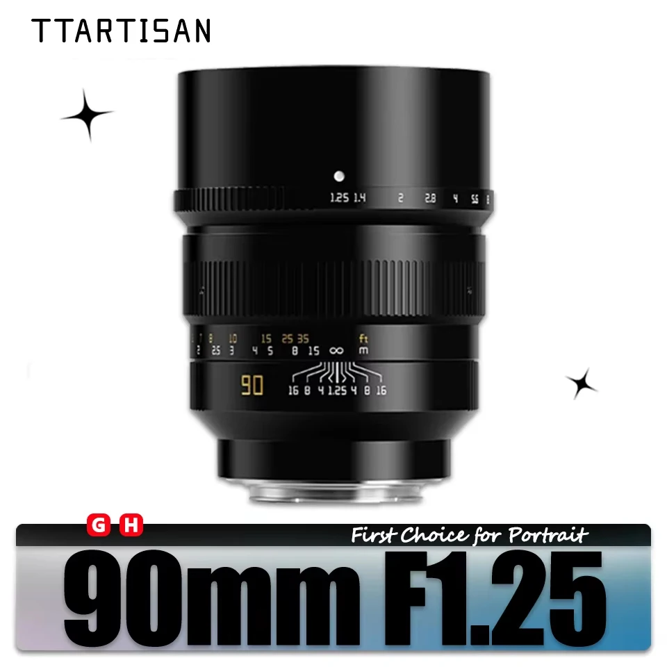 TTRTISAN 90mm F1.25 Vollformat Große Blendenöffnung Manuelles Fokus-Kameraobjektiv für Porträtfotografie für Hassleblad X1D Fujifilm GFX