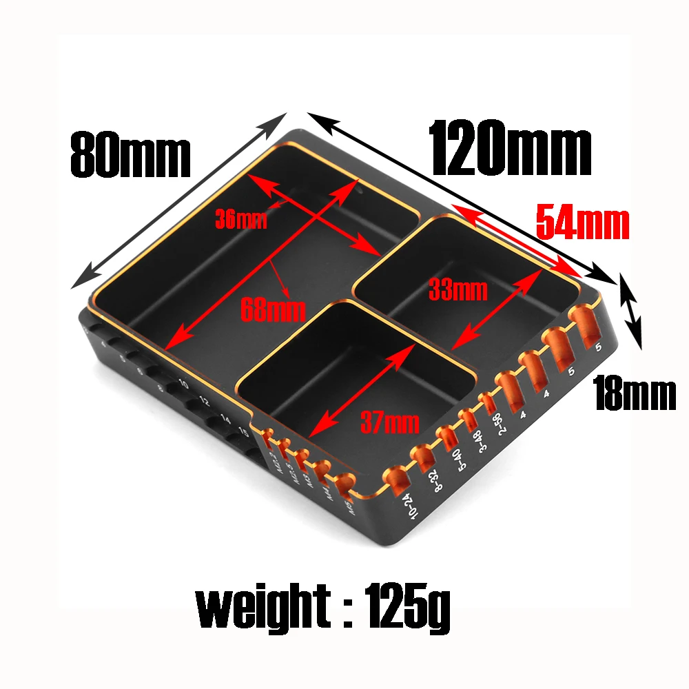 1Pcs CNC Screw Tray Hydrogen Peroxide Gold Aluminum Magnet Screw Tray Storage Plate for RC Aircraft Automotive Boat Repair Tools