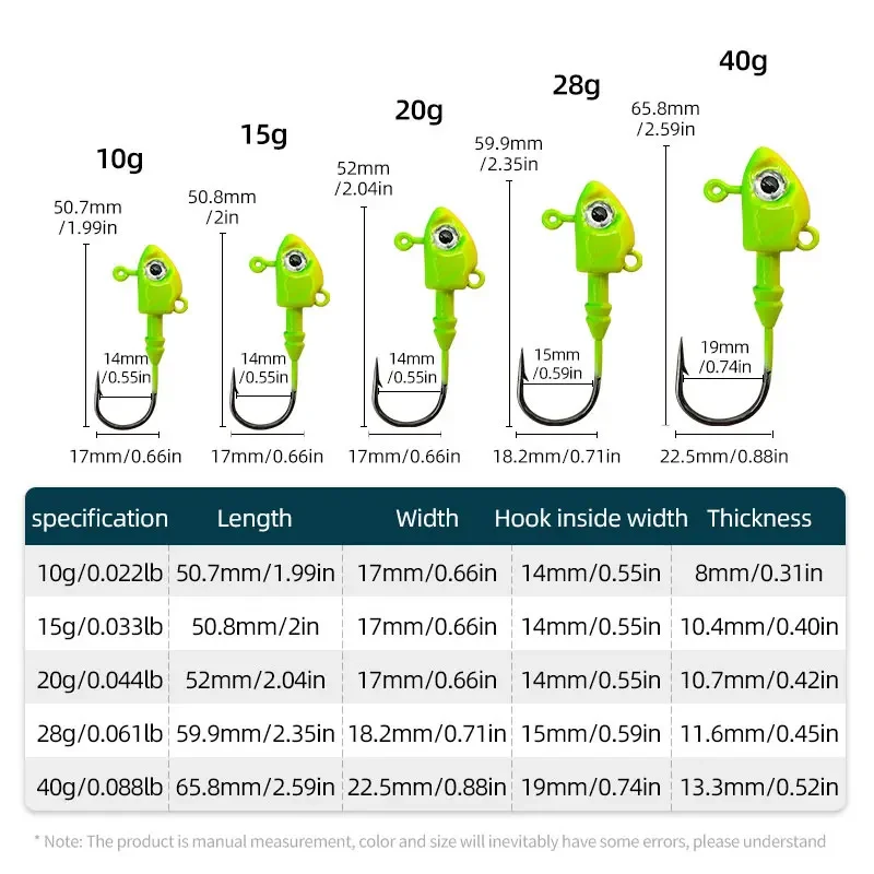 10g/15g/20g/28g/40g Lead Head Bait Fish Hook, Swimming Hook, Saltwater Fishing Hook, Flat Fish Hook