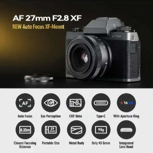 TTArtisan 27mm F2.8 Auto Focus Camera Lens for Fuji X Fujifilm XF Sony E Nikon Z Mount STM APS-C Eye perception For XA7 XT100