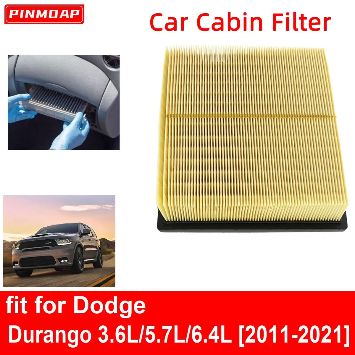 

Car Engine Cabin Air Filter for Dodge Durango 3.6L/5.7L/6.4L 2011-2021 Auto Filters Car Enginebon Fiber CA10755 17801-0P050 1780