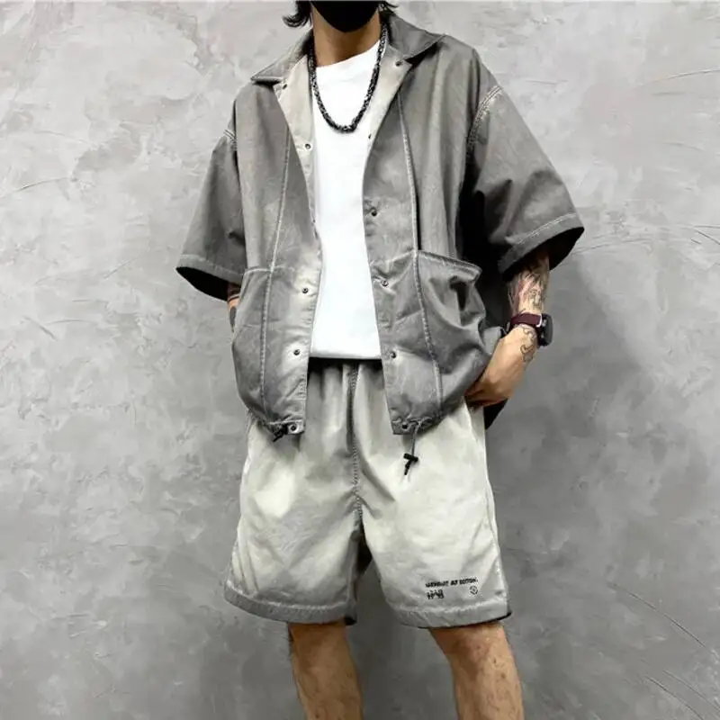 HKSH Man Tide Niche Design High Sense Washed Worn Shorts Trendy Casual Half Length Pants Personalized Cool Sports Capris HK4775