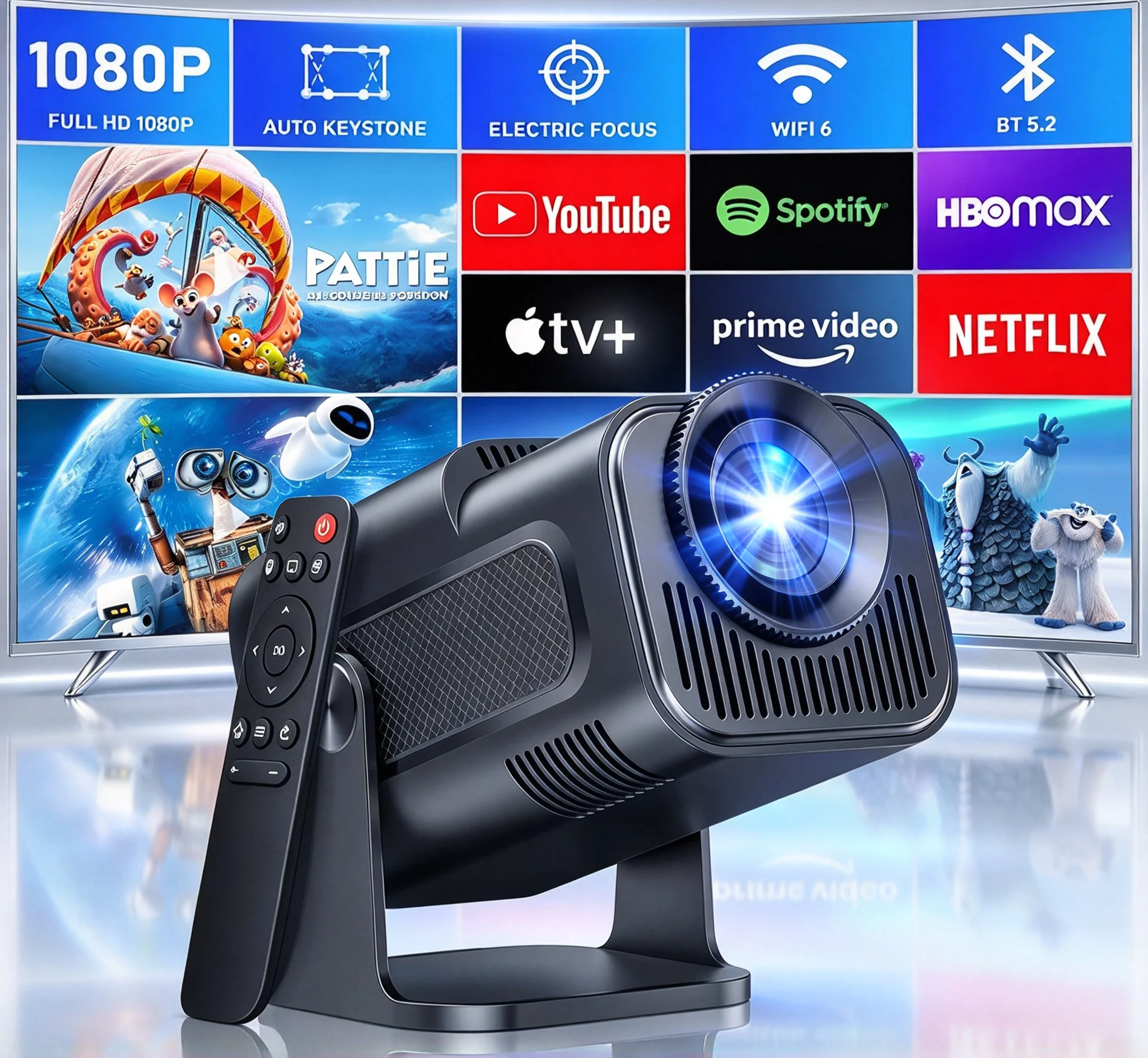 Портативный проектор с поддерж – обзор и цена 4K Smart Projector Android 11 Wifi 6