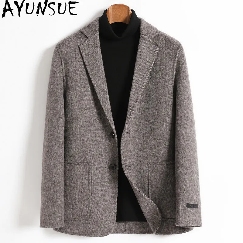 

AYUNSUE 90% Wool 10% Alpaca Wool Coats for Men 2026 New Fashion High Quality Double-sided Woolen Jacket Slim-fit Suit Jackets