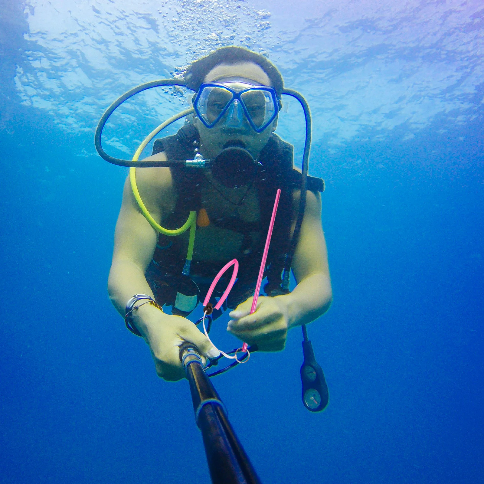

Underwater Probe Stick Scuba Diving Rod Metal Alloy Tickle Bottle Lanyard Pool Accessories Lightweight