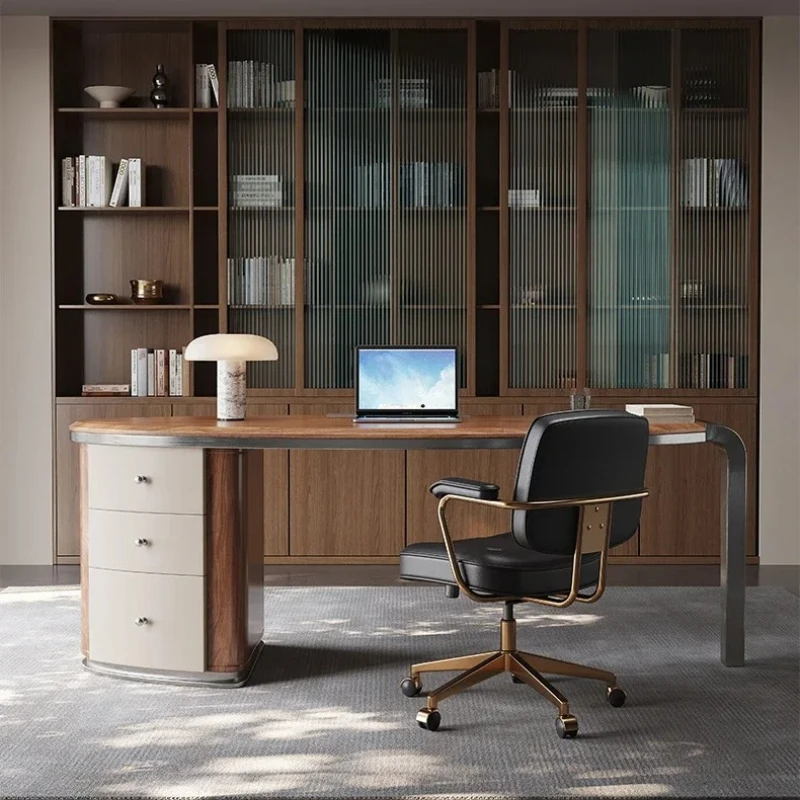 

B Italian minimalist solid wood desk light luxury modern home desk medium antique computer writing desk