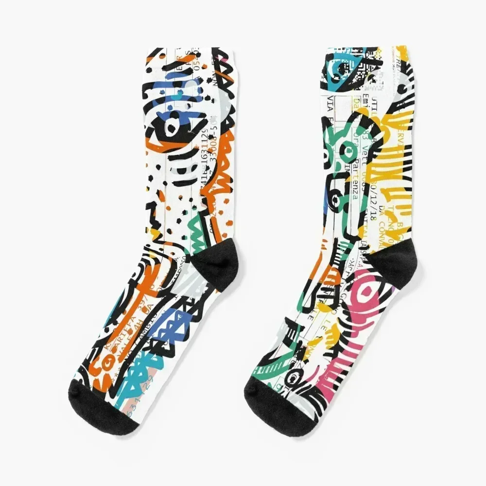 

Street Graffiti Art Multicolor by Emmanuel Signorino  Socks warm winter halloween funny gifts Designer Man Socks Women's