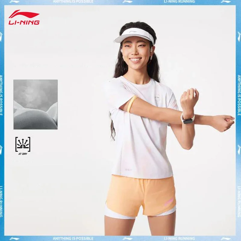 

LI-NING профессиональная серия для бега, женская футболка для бега, светоотражающая футболка AT DRY, крутая дышащая спортивная рубашка, топы ATSV530