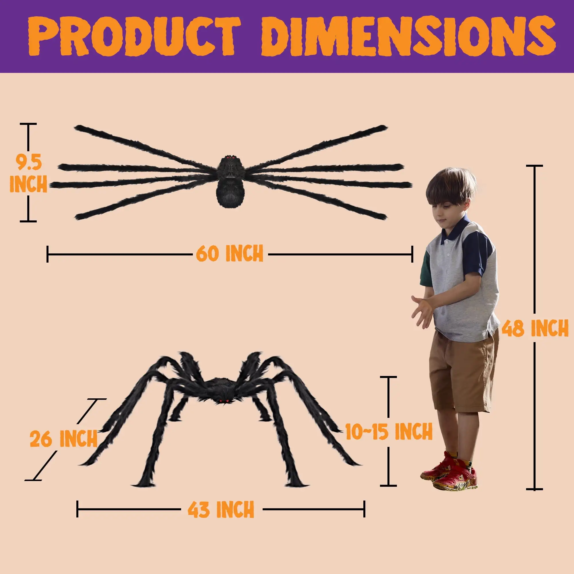 Joyfy 5 ft Giant Spider Halloween Decorations Scary Spider Halloween Outdoor Party Decorations Props Halloween Yard Decorations