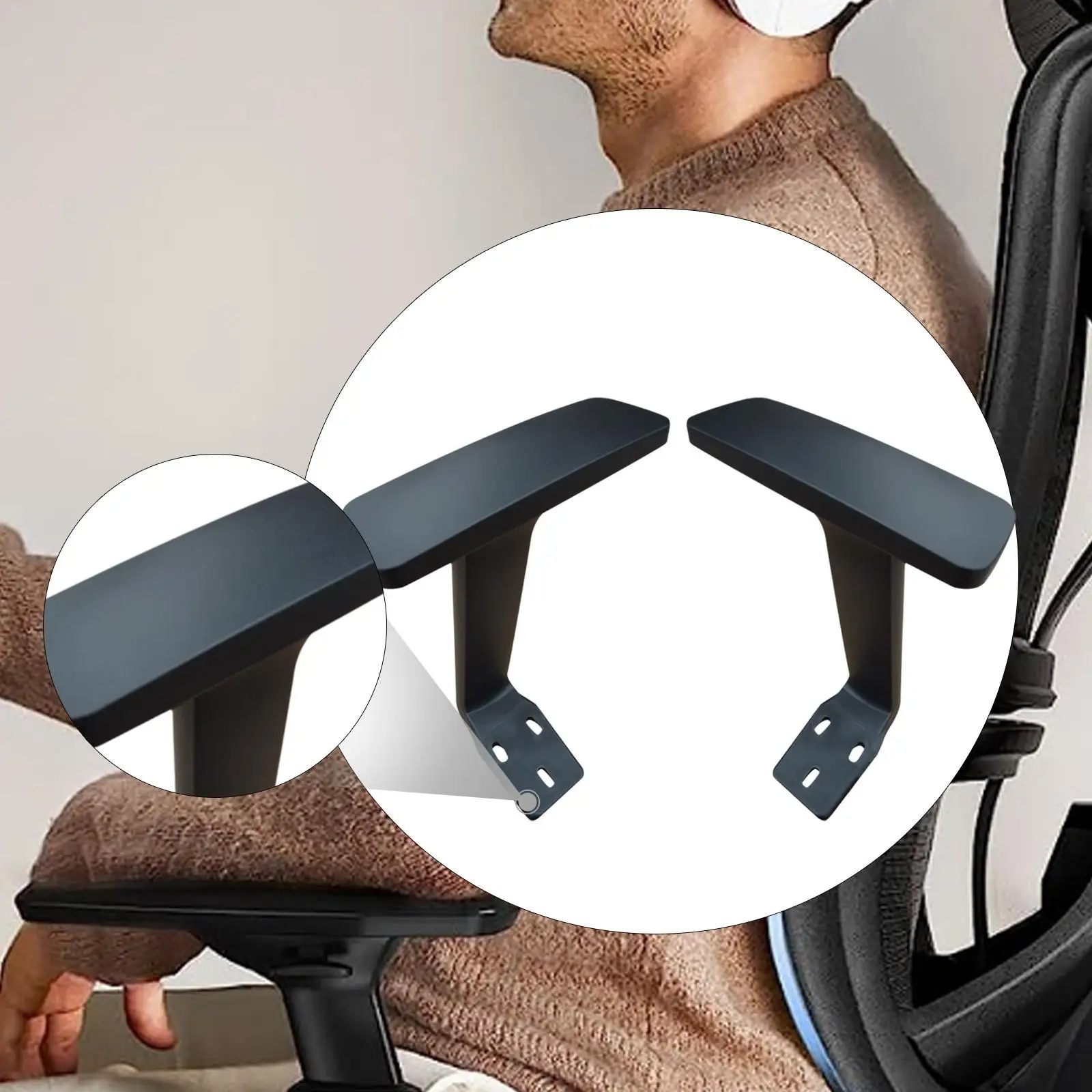2x Arm Rests for Office Chairs - Durable Replacement Arms for Mesh Chair Accesso