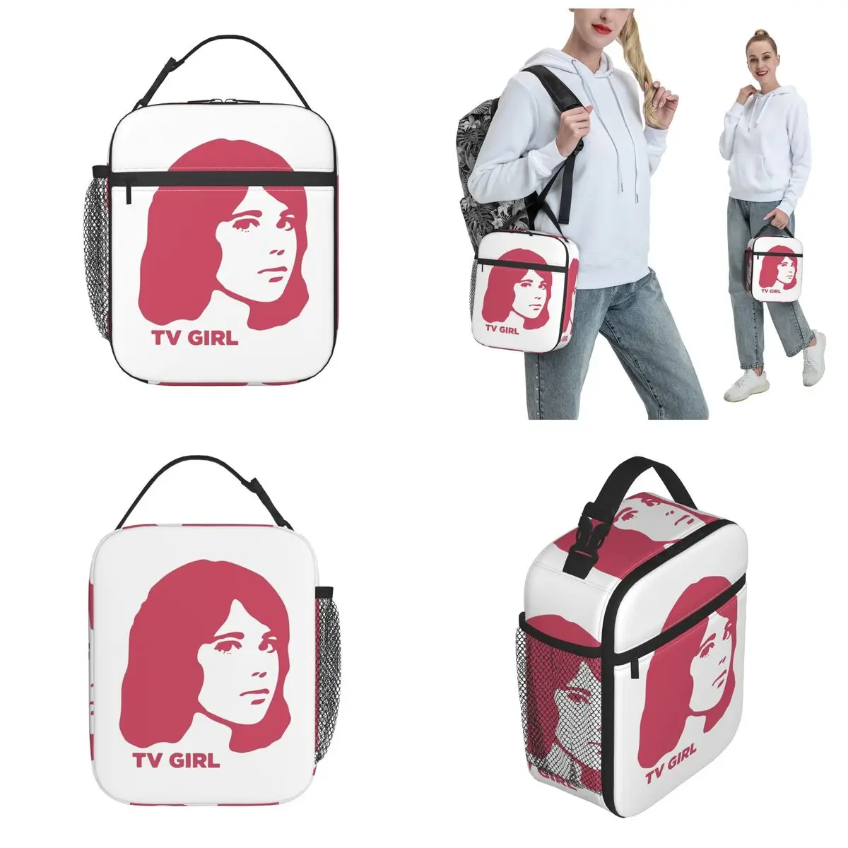 TV Girl Pink Dream Girl Logo Thermal Insulated Lunch Bag for Travel Rock Music Band Portable Food Bag Cooler Thermal Lunch Boxes