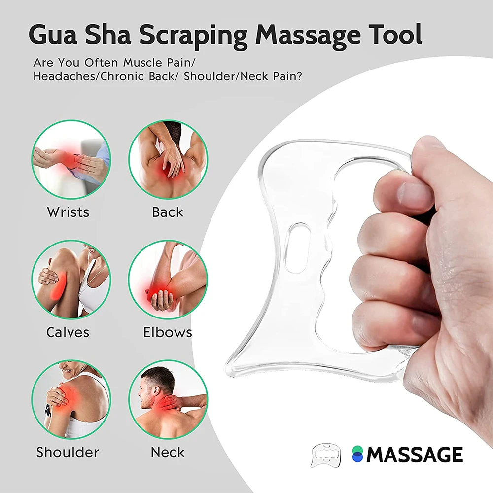 Aço inoxidável Gua Sha Raspagem Massagem Ferramenta, Muscle Scraper, Mobilização de tecidos macios, Fisioterapia, pernas traseiras braços e ombro