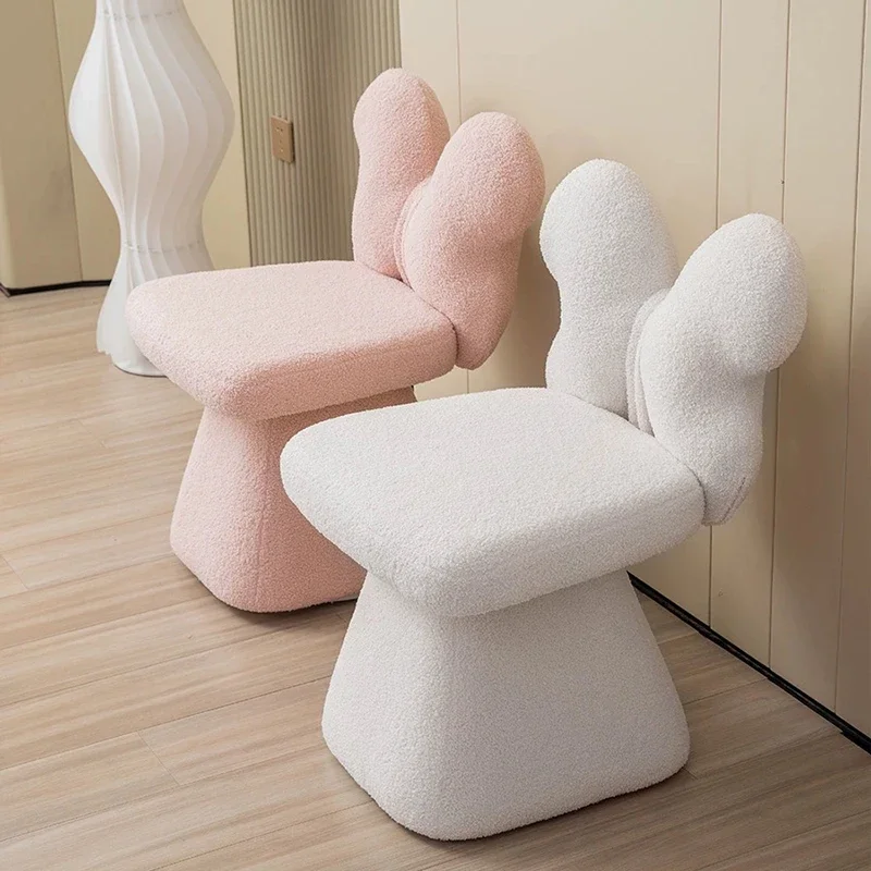 Nordic Furniture Lamb Velvet Butterfly Chair Bedroom Makeup Chair Dressing Stool Creative Dining Chairs Living Room Swivel Chair