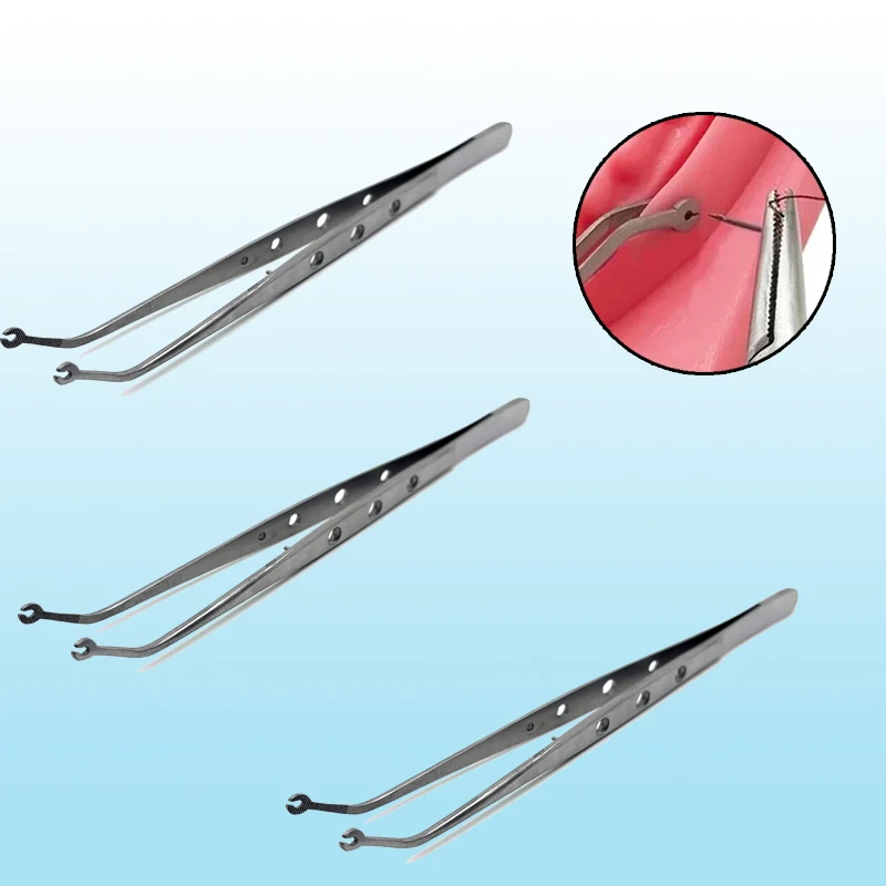 Dental Stainless Steel Surgical Operation Stitching Tweezer Serrated Tip Holder Suture Forcep Autoclavable Dentistry Tools