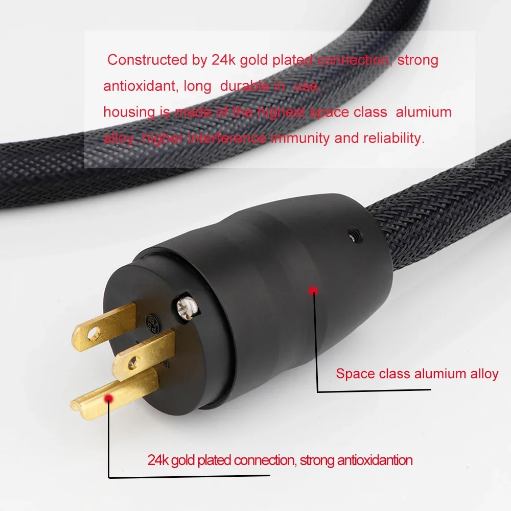 Preffair Upgrade US AC Power Cord AC Cable High Quality Pure Copper Power Plug HIFI US Schuko Lines 2.0 Power Wires