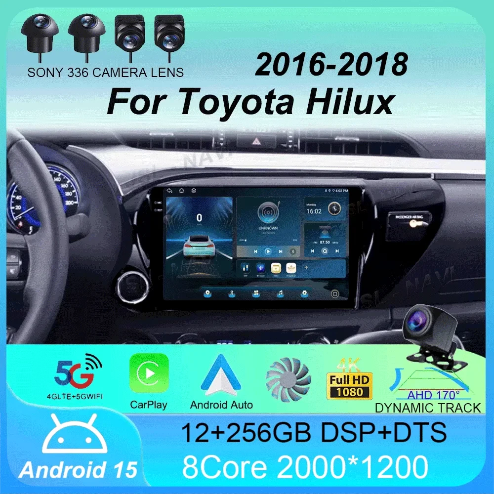 

Car Radio Android 15 Carplay Auto 2K Screen Multimedia Player For Toyota Hilux 2015-2020 2din Autoradio Stereo Head Unit