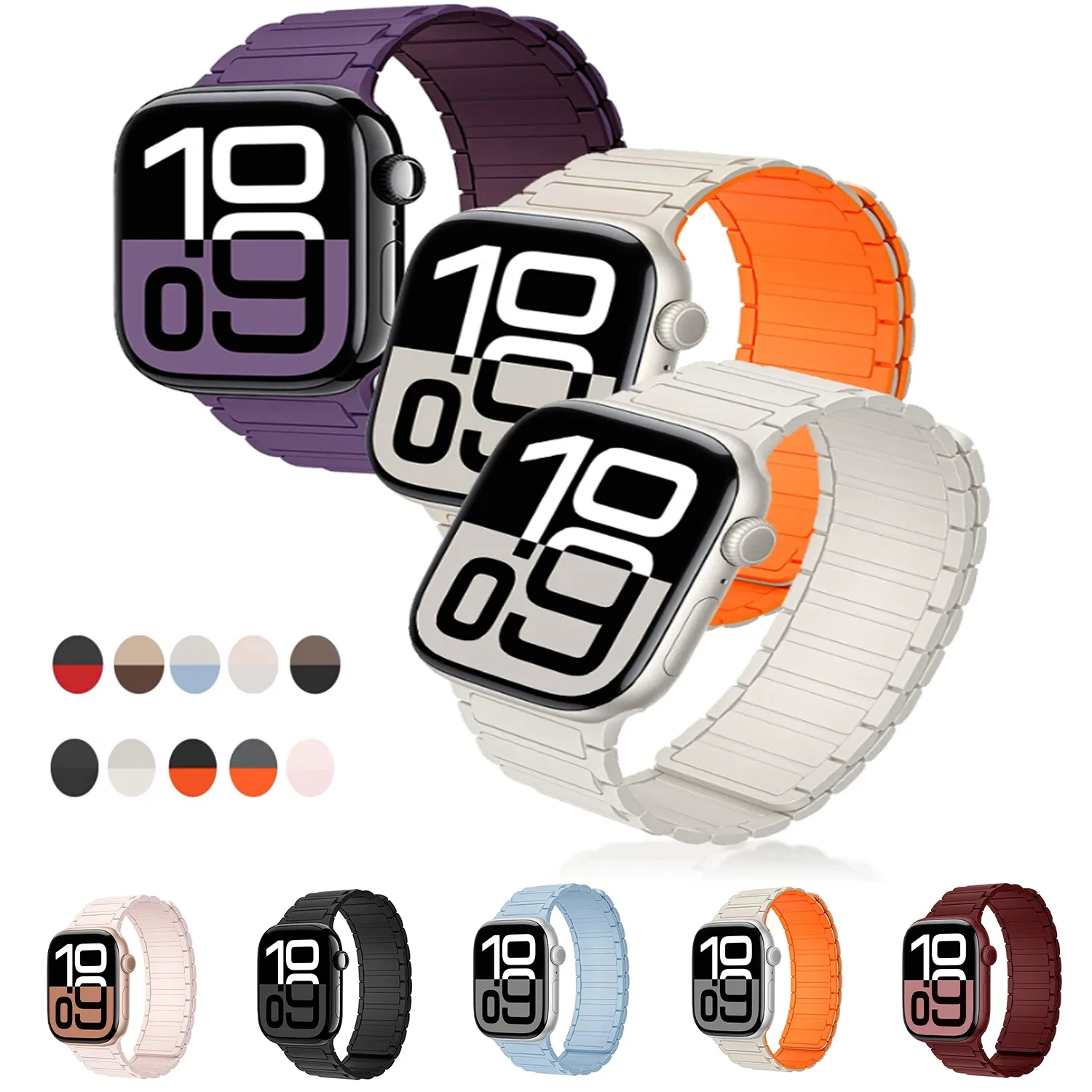 Armband für Apple Watch 42mm 46mm 44mm 45mm 49mm 41mm Magnetisches Silikon-Armband IWatch Series 11 10 9 8 7 Ultra 2 3