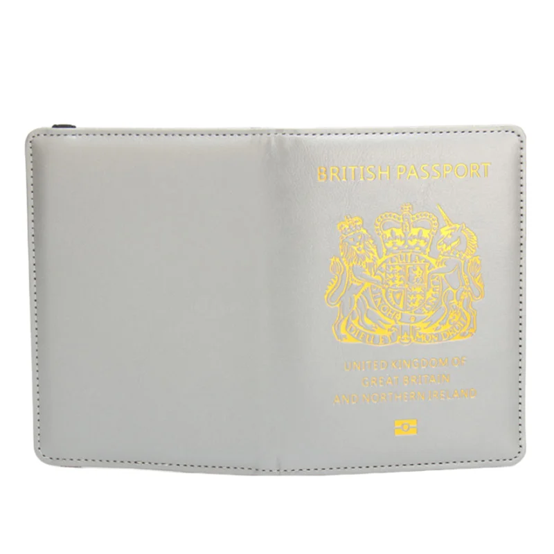 Passport Cover of United Kingdom PU Leather RFID Blocking UK Britain Men Women Couple Passport Case Holder Wallet for Travel