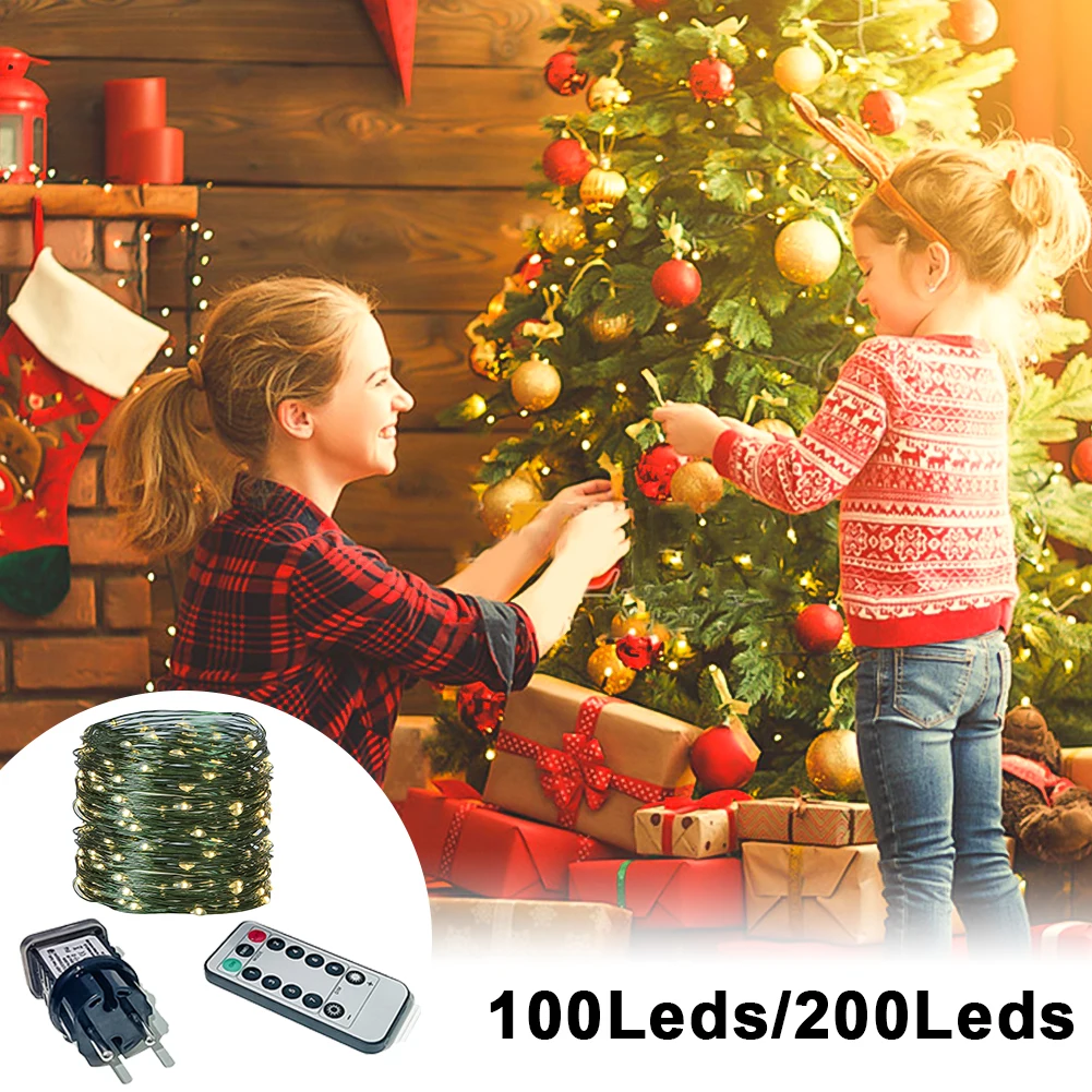 

10/20m Christmas Tree Decoration LED String Lights Battery USB String Lights with Remote Control Garland Holiday Home Dec Lights