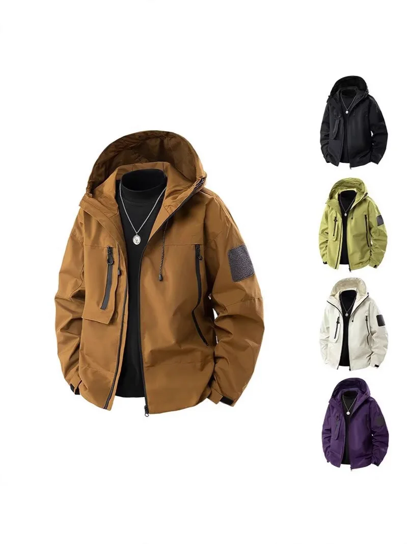 

Новинка весны и осени 2024, мужская куртка с карманом на молнии на груди, модная модная универсальная корейская версия, красивый кардиган с капюшоном, пальто