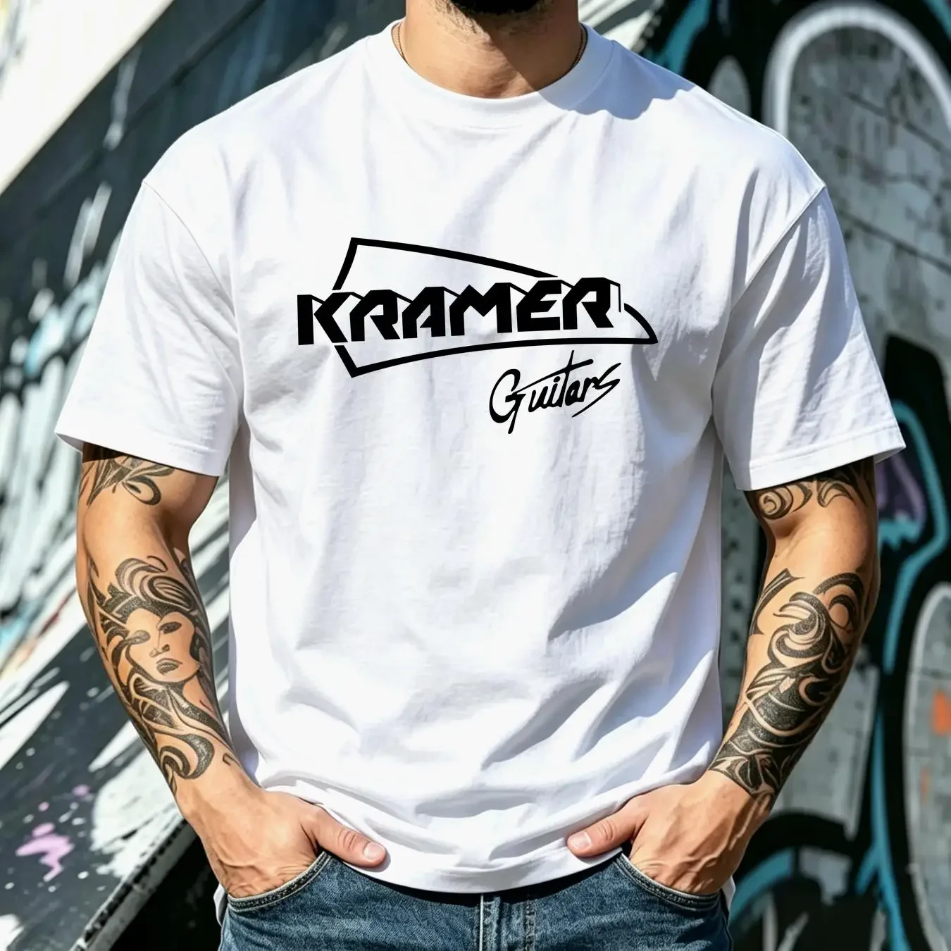 washed T Shirt New Item Kramer Guitars LOGO HEAVY COTTON SIZE S 5XL vintage Washed Stretched Top For Everyday Wear Casual