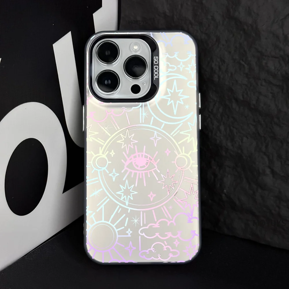 Hot Evil Eye Phone Case IMD Color Silver Shell For IPhone 16 15 14 13 12 Pro Max Plus