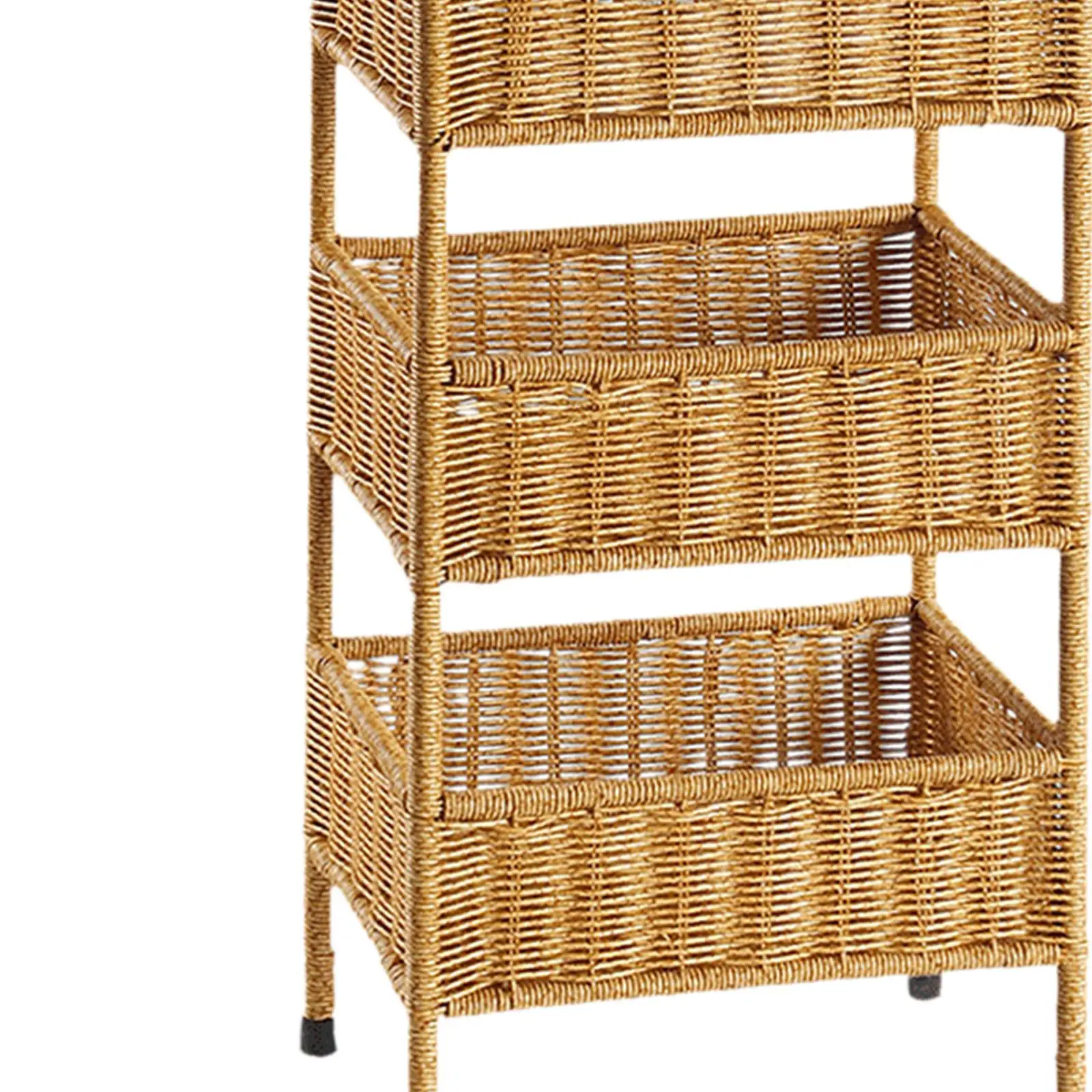 Three Layered Imitation Rattan Basket Rack Utensils Rack for Living Room