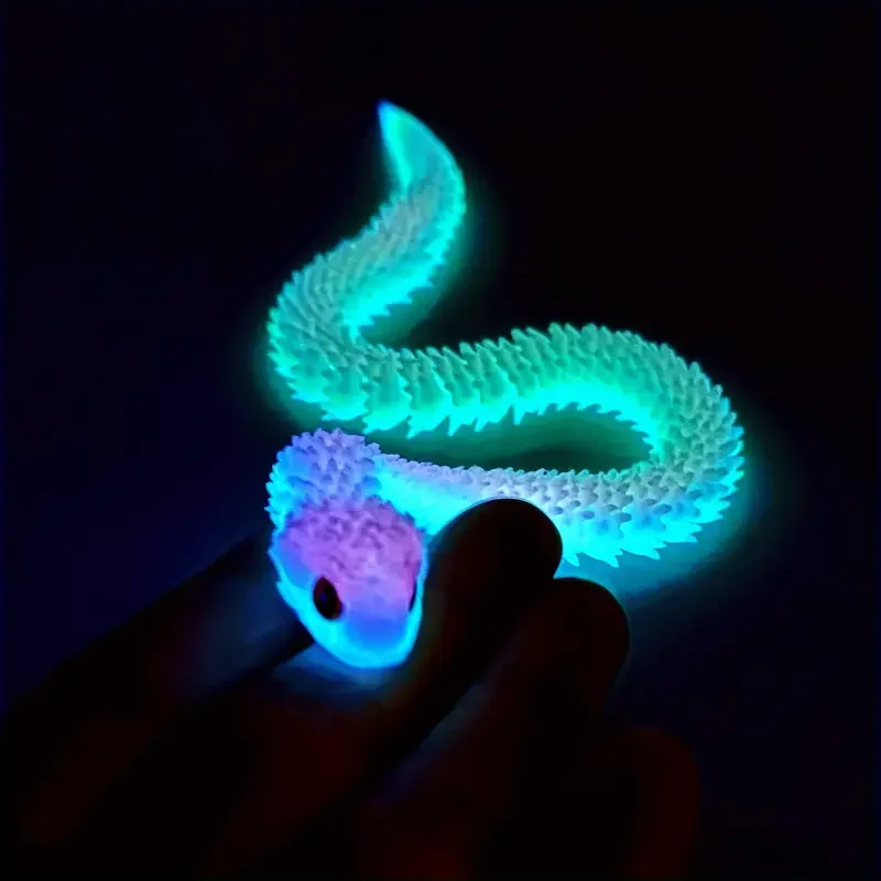 【セール中】3Dプリントされたバイパーの装飾、可動関節付きの光るフィギュア、揺れる動物モデル、家庭用本棚のおもちゃ