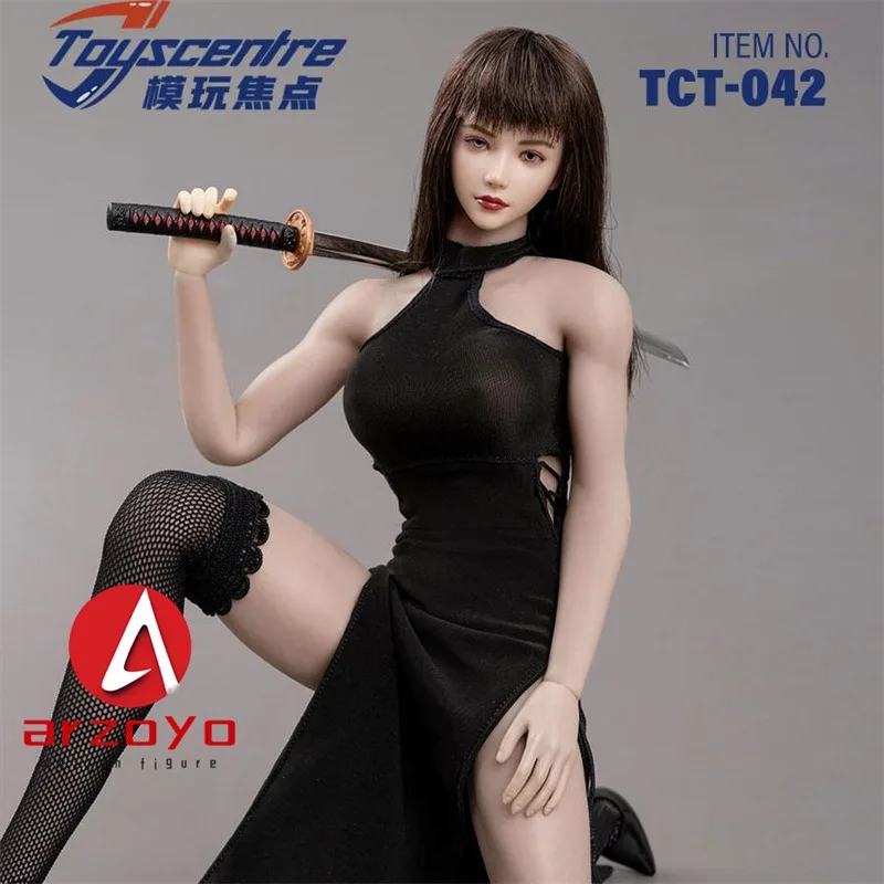 Toyscentre TCT-042 1/6 Female Black Sexy Slit Strap Dress Clothes Model Fit 12'' TBL S16A Soldier Action Figure Body Doll