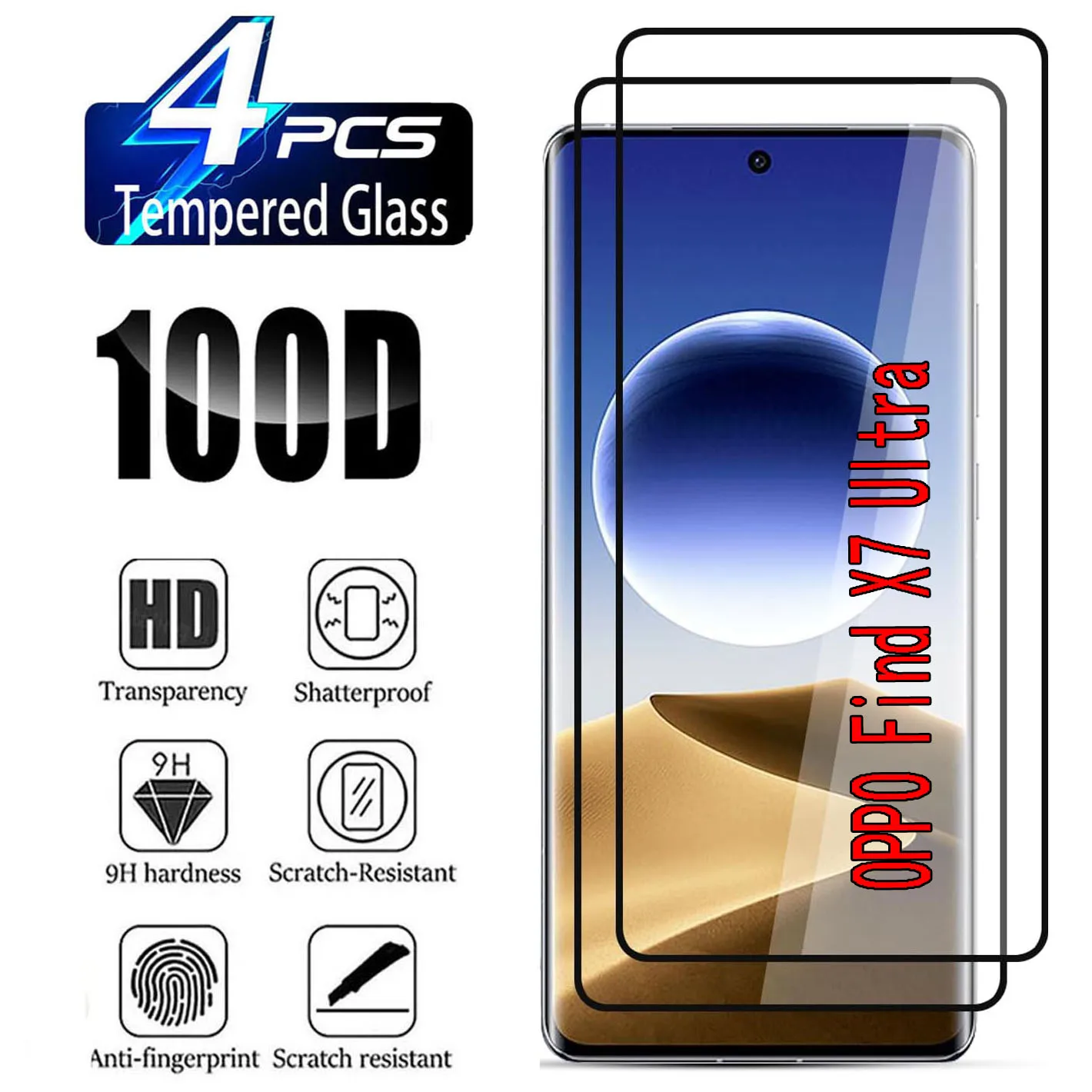 

3D Curved Four Sides Glue Tempered Glass For OPPO Find X7 Ultra