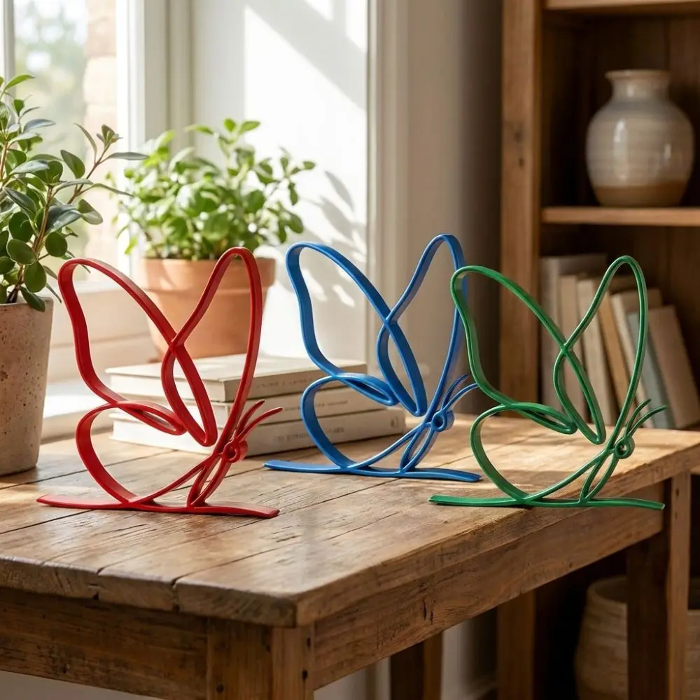 Minimalist Line Art Butterfly Tabletop Sculpture 3D Printed Modern Hollow Line Butterfly Decor Uninterrupted Smooth Single