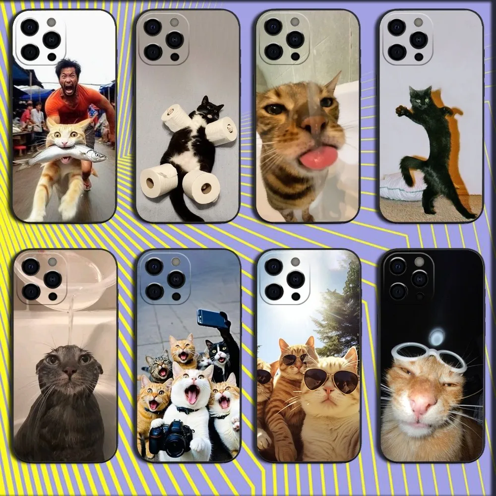 

Pet Cat Funny memes Phone Case For iPhone 16,15,14,13,12,11,Pro,X,XS,Max,XR,Plus,Mini Soft Black Cover