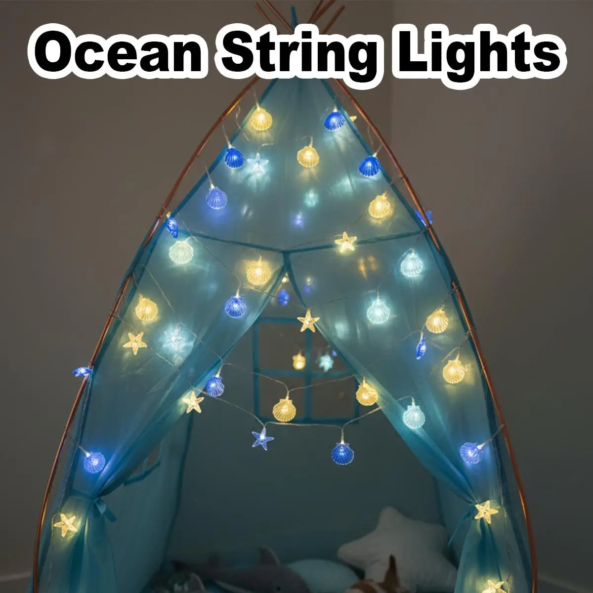 

Ocean Theme Led String Light Holiday Lights Decorative For Home Party Star Battery Operated Diy Fairy For Birthday Mermaid White