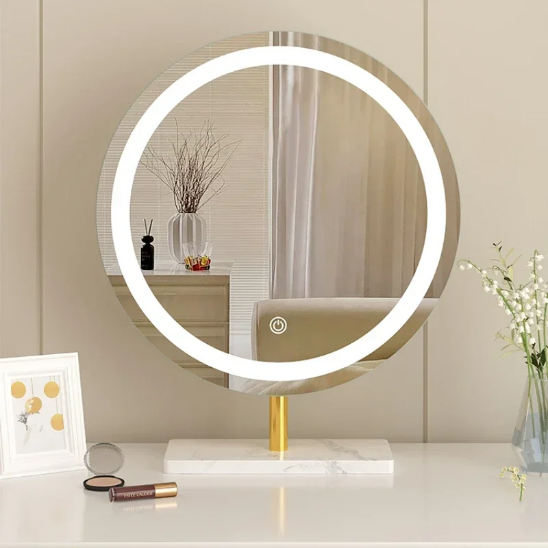 Minimalist Led Decorative Mirrors Modern Bedroom Desk Decorative Mirrors Makeup Espejo Redondo Home Decoration Luxury YY50DM