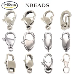 1- 10PCS 19 Sizes Polished 316 Stainless Steel Lobster Claw Clasps For Jewelry DIY Making For DIY