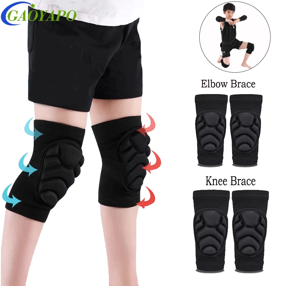 1Pair Thick Sponge Knee/Elbow Pads Sleeve Guard Collision Avoidance Sport Protective Kneepad Football Knee Brace for Child Youth