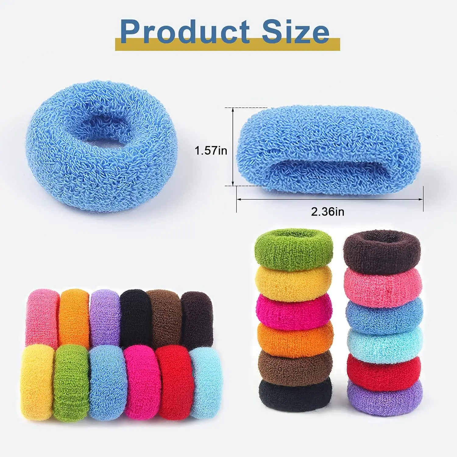 12pcs Colorful Wide Thick Elastic Hair Bands Seamless Terry Cloth Hair Tie Girls Scrunchie Rubber Band Kid Hair Accessories