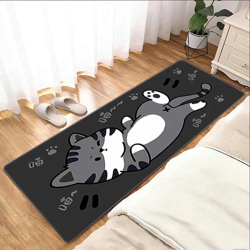 

Black Cat Foot Mat Home Entrance Mats Washable Non-slip Kitchen Rug Carpet Bath Door Doormat House Bathroom Hallway Floor Garden