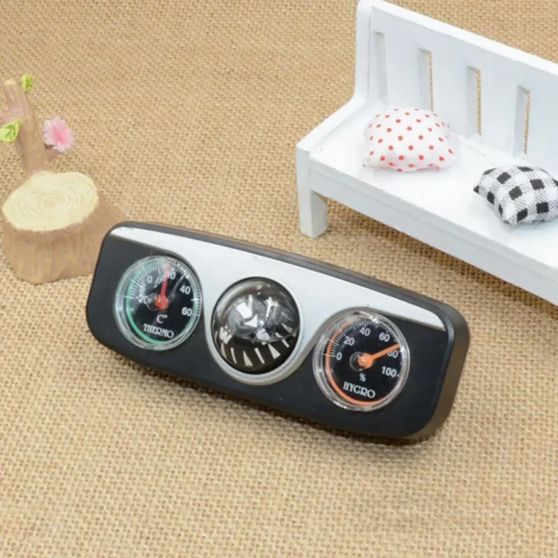 3 in 1 Guide Ball Car Compass Thermometer Hygrometer Car Ornaments Car Styling Interior Accessories For Auto Boat Vehicles