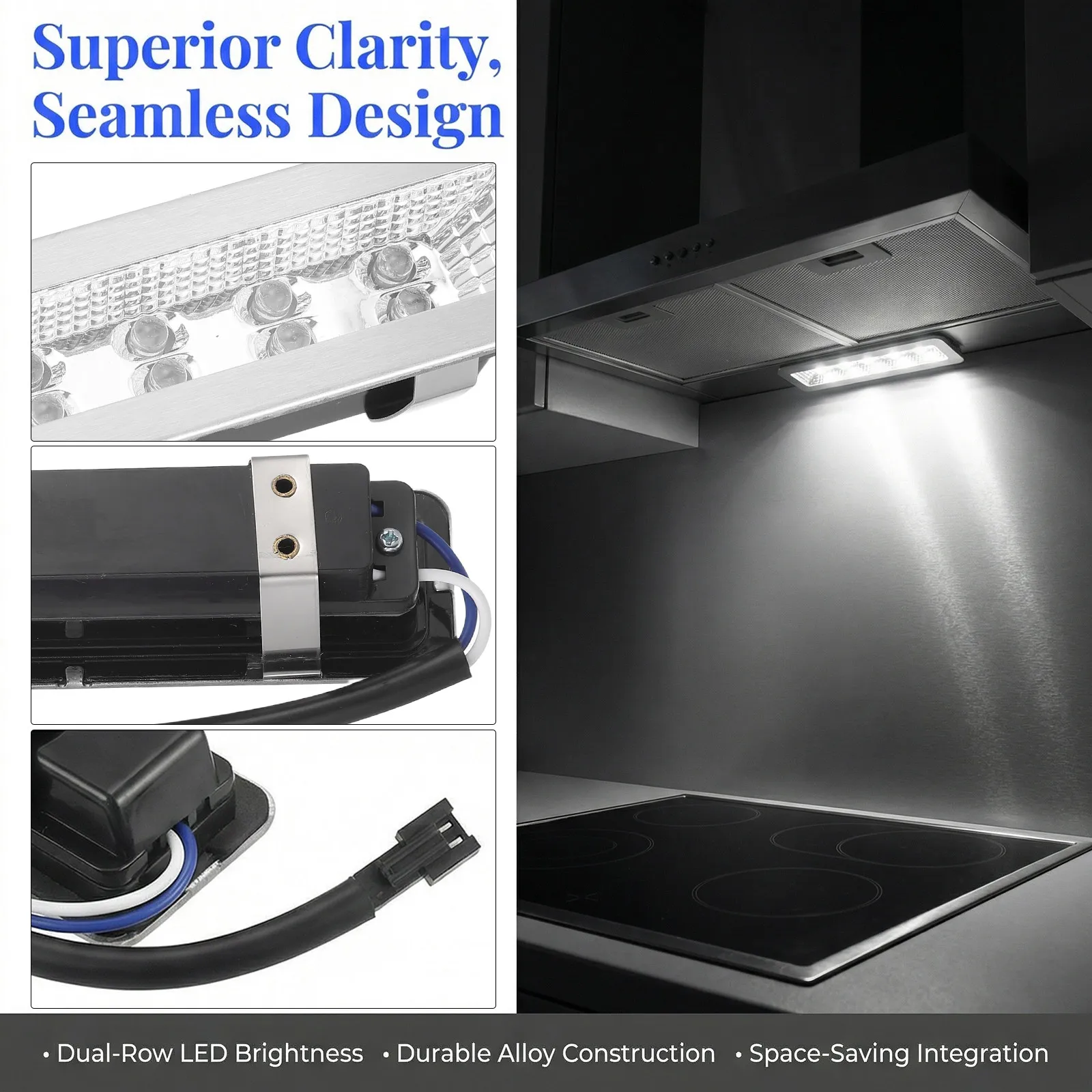 2 Pcs Range Hood Light Kitchen Bulbs LED Replacement Cooker Rectangle Lights Lamp