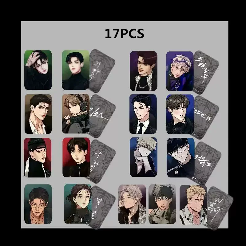  Photocards de Personajes Variados de Manhwa Coreana BL, 16 Piezas, Estilo Conejo Negro, Tarjetas Lomo, Regalos Coleccionables para Fans