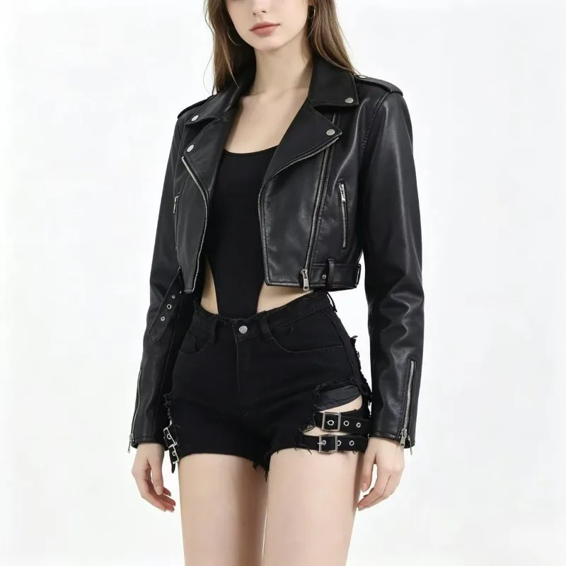 

Модные, стильные, в ретро-стиле, нестандартные летние джинсовые шорты для мотоциклистов, женские шорты в рок-стиле, облегающие и универсальные.