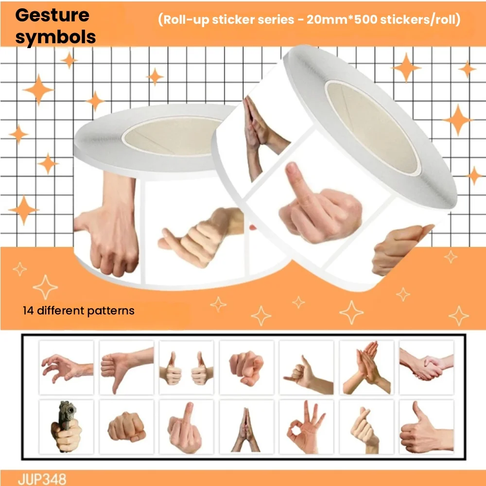 Textless Gesture Abstract Meme Roll Stickers, DIY Journal Sealing Stickers, Decorative Stationery & Phone Stickers
