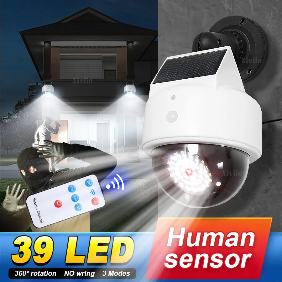 

Waterproof Solar Light LED Outdoor Lighting Wall Light Simulation Monitoring Garden Light Remote Control Fake Camera Wall Light