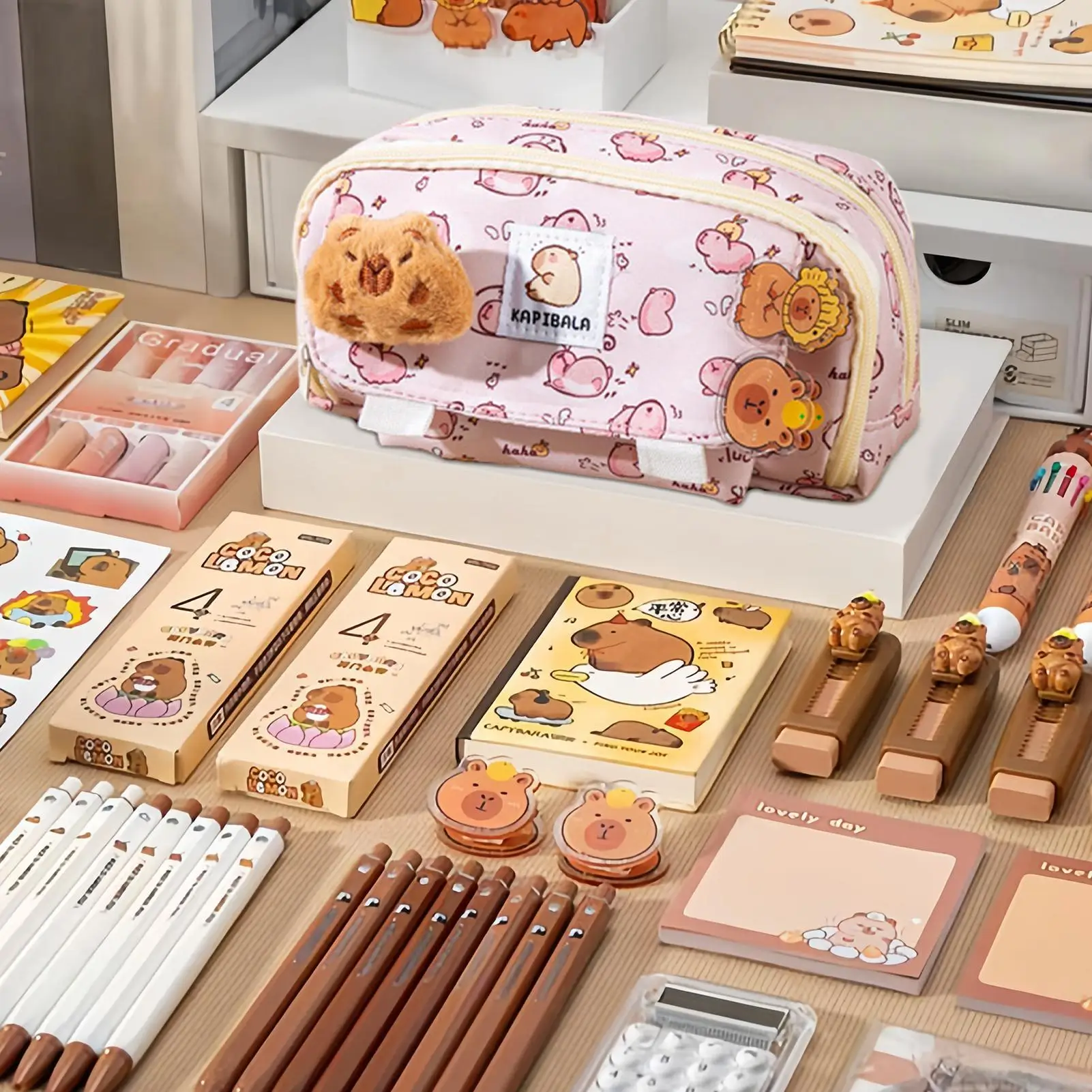 Капибара пенал большой емкости пенал широкий открывающийся рот держатель для канцелярских принадлежностей аксессуары чехол эстетическая сумка для