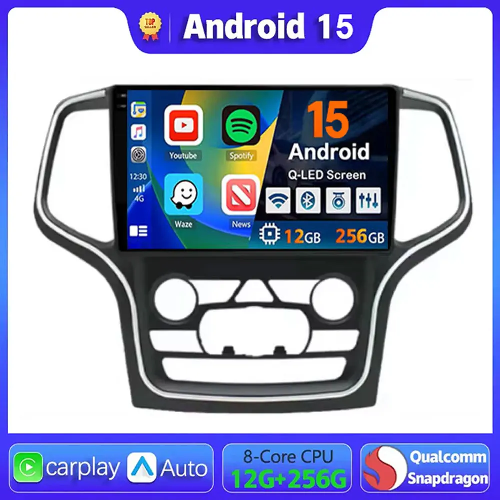 

Android 15 Wireless Carplay AutoRadio For Jeep Grand Cherokee WK2 2014 - 2017 Car Stereo GPS Multimedia-player Navigation Radio