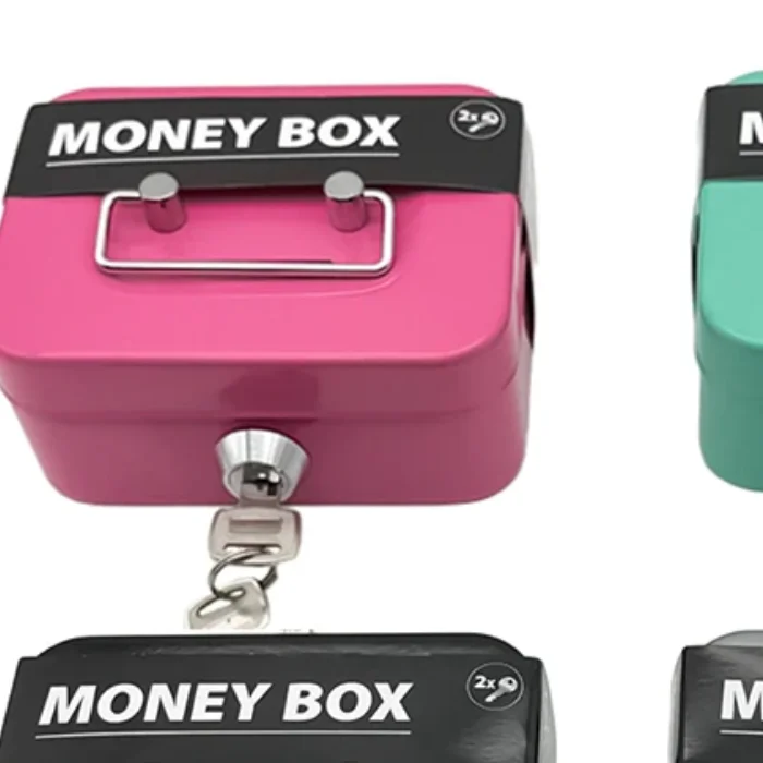 Money Safe Box Lockable Cash Box With Key,Portable Piggy Box Made Of Metal Small Security Lock Box Sturdy Coin Boxes For Kids